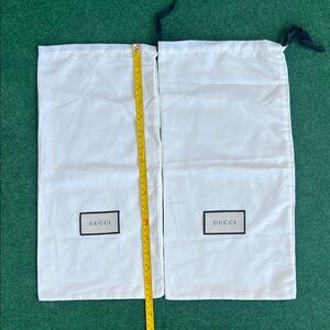 Gucci White Drawstring Logo Dust Bags with Navy Ties - Pair